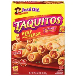 José Olé Beef & Cheese Flour Taquitos, 22.5 oz, 15 Count