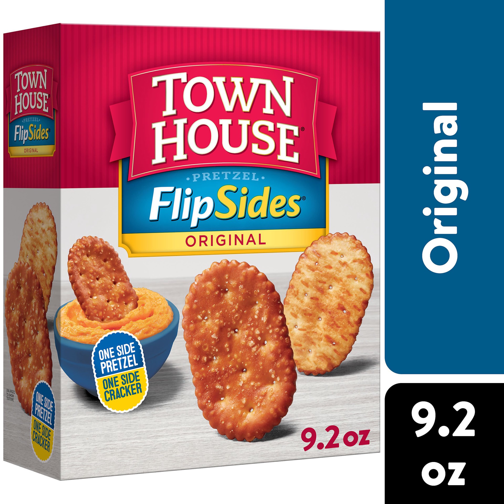 slide 1 of 5, Town House FlipSides Oven Baked Crackers, Lunch Snacks, Snack Crackers, Original, 9.2oz Box, 1 Box, 9.2 oz