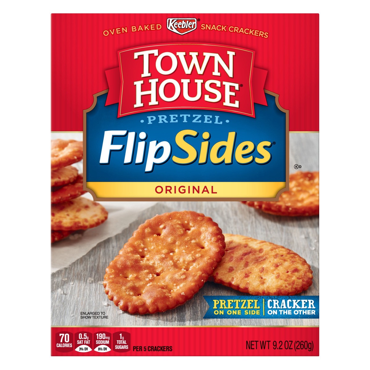 slide 1 of 5, Town House FlipSides Original Oven Baked Crackers, 9.2 oz