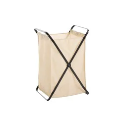 Whitmor Real Home KD Folding Laundry Hamper, Grey and Natural Color