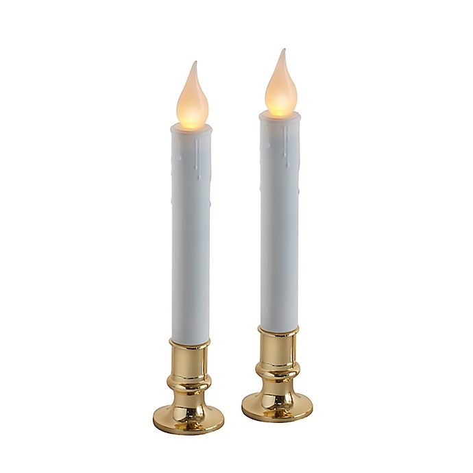 slide 1 of 4, Winter Wonderland Battery Operated LED Candle Lamps - Brass, 2 ct