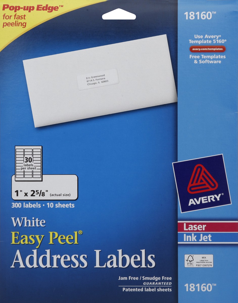 slide 4 of 4, Avery Easy Peel Address Labels - White, 300 ct