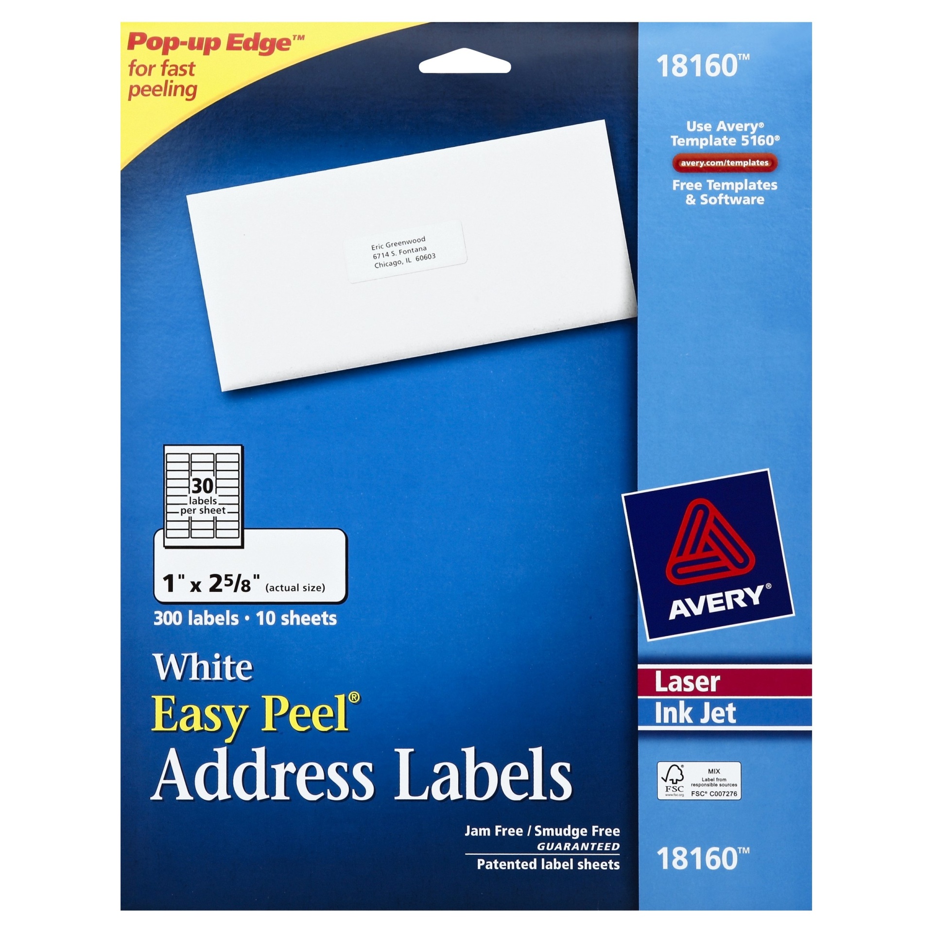 slide 1 of 4, Avery Easy Peel Address Labels - White, 300 ct