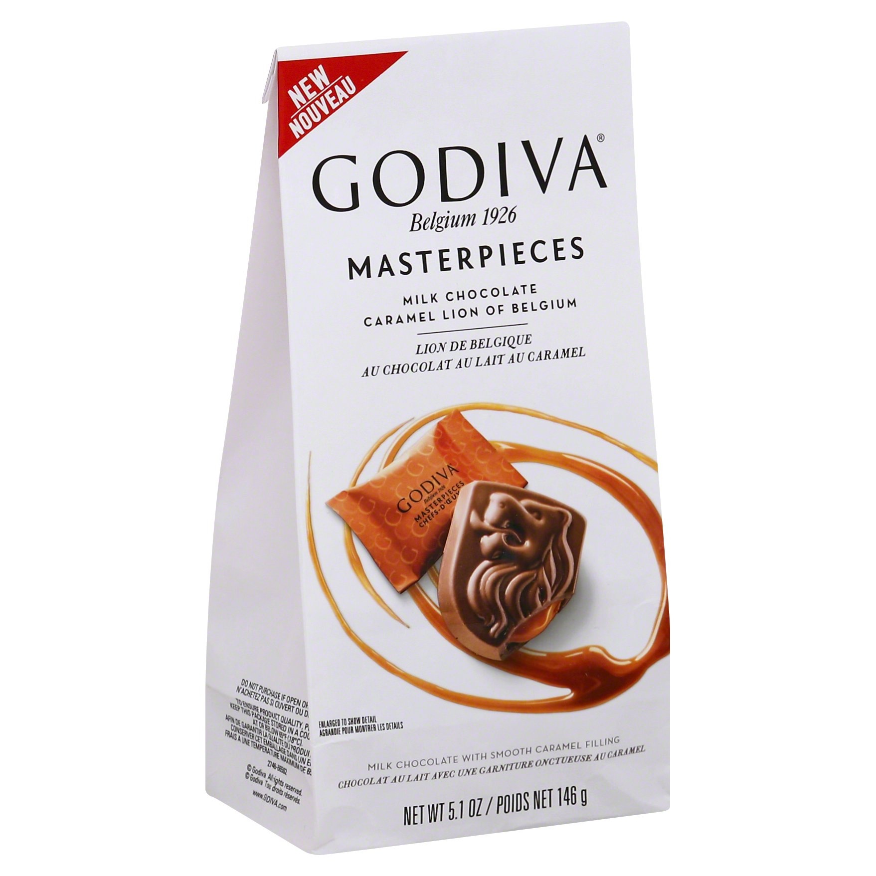 slide 1 of 1, Godiva Masterpieces Milk Chocolate Caramel Lion, 4 oz