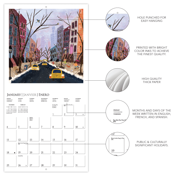 slide 2 of 5, 2026 Graphique Art And Design Monthly Wall Calendar, 7"" x 7"", Joyful Landscapes, January To December, MY06026, 1 ct