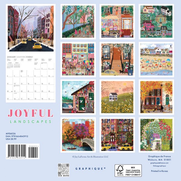 slide 3 of 5, 2026 Graphique Art And Design Monthly Wall Calendar, 7"" x 7"", Joyful Landscapes, January To December, MY06026, 1 ct