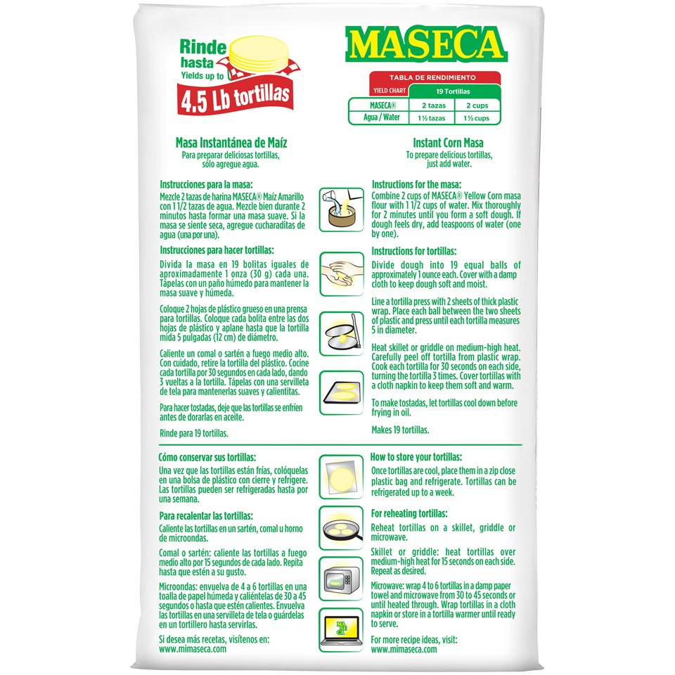 slide 6 of 8, Maseca Amarillo Instant Yellow Corn Masa Flour, 2.2 lb