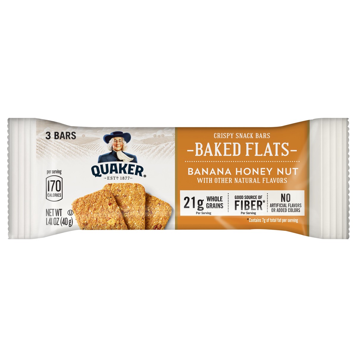 slide 5 of 5, Quaker Baked Flats Crispy Snack Bars Banana Honey Nut 1.41 Oz, 1.41 oz