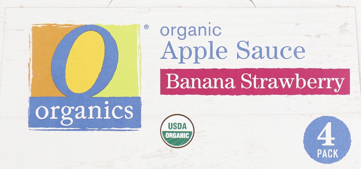 slide 13 of 13, O Organics Apple Sauce, Organic, Banana Strawberry, 4 ct