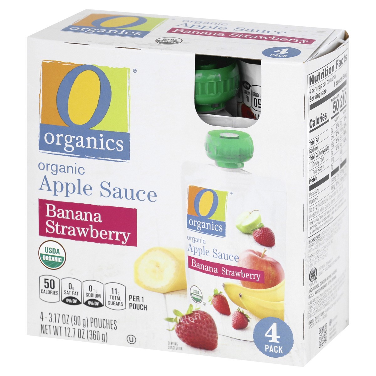 slide 9 of 13, O Organics Apple Sauce, Organic, Banana Strawberry, 4 ct