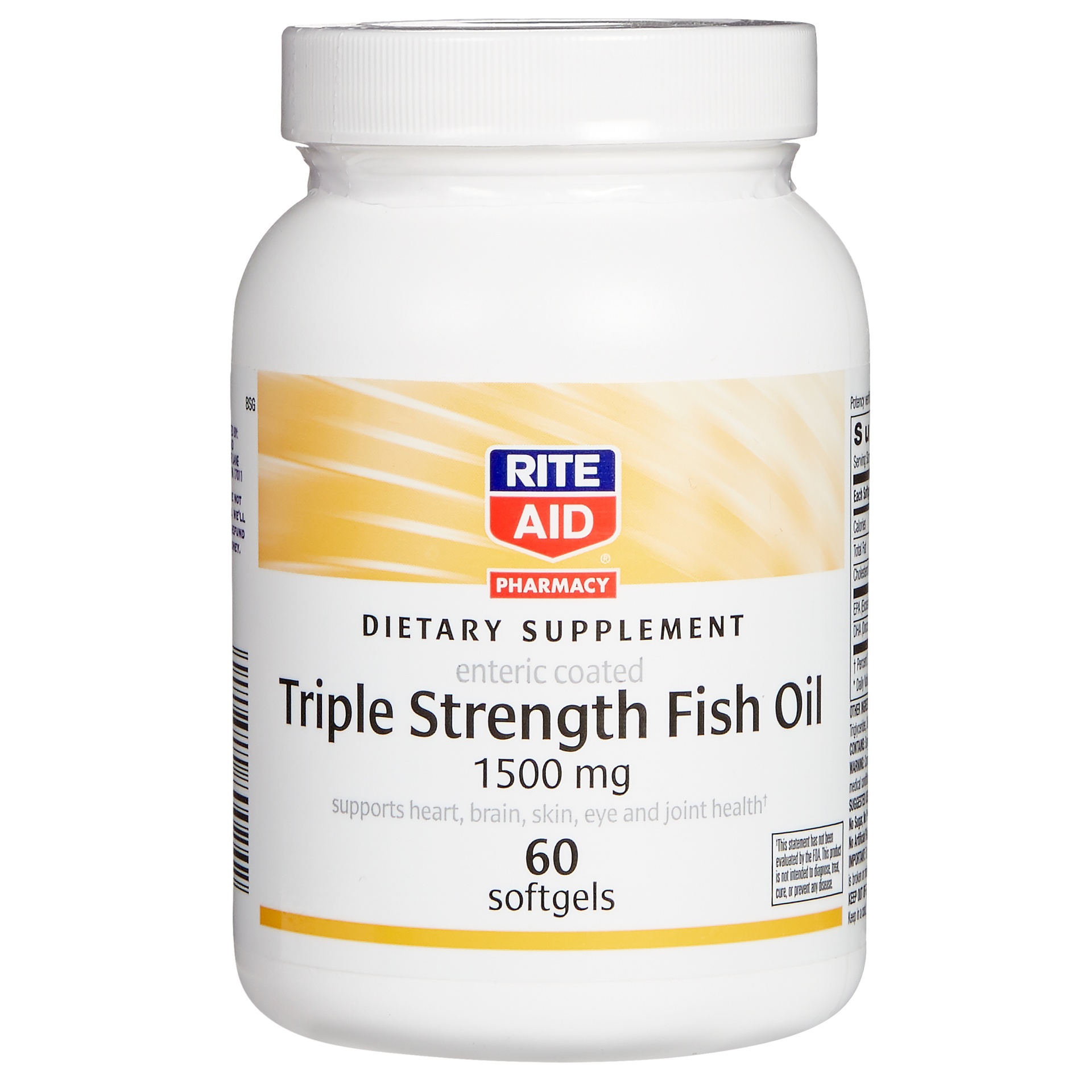 slide 1 of 2, Rite Aid Triple Strength Fish Oil Enteric Coated Softgels, 1500mg, 60 ct