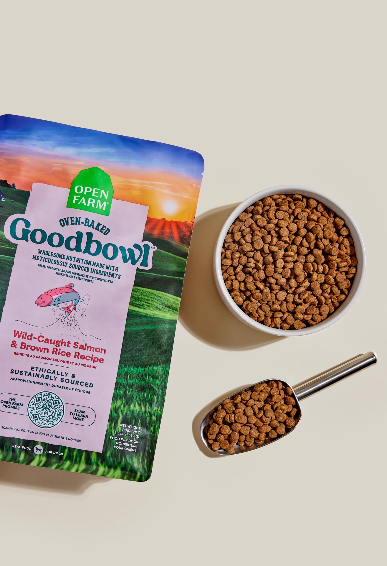 slide 2 of 3, OPEN FARM Goodbowl Wild-Caught Salmon & Brown Rice Recipe for Dogs 3.5 lb, 3.5 lb