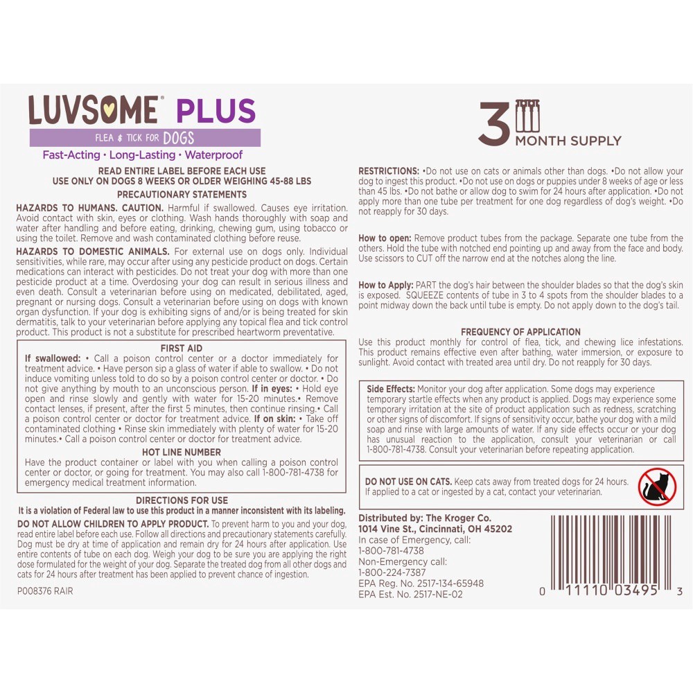 slide 4 of 5, Luvsome Plus Dog Flea & Tick Medicine, 3 ct