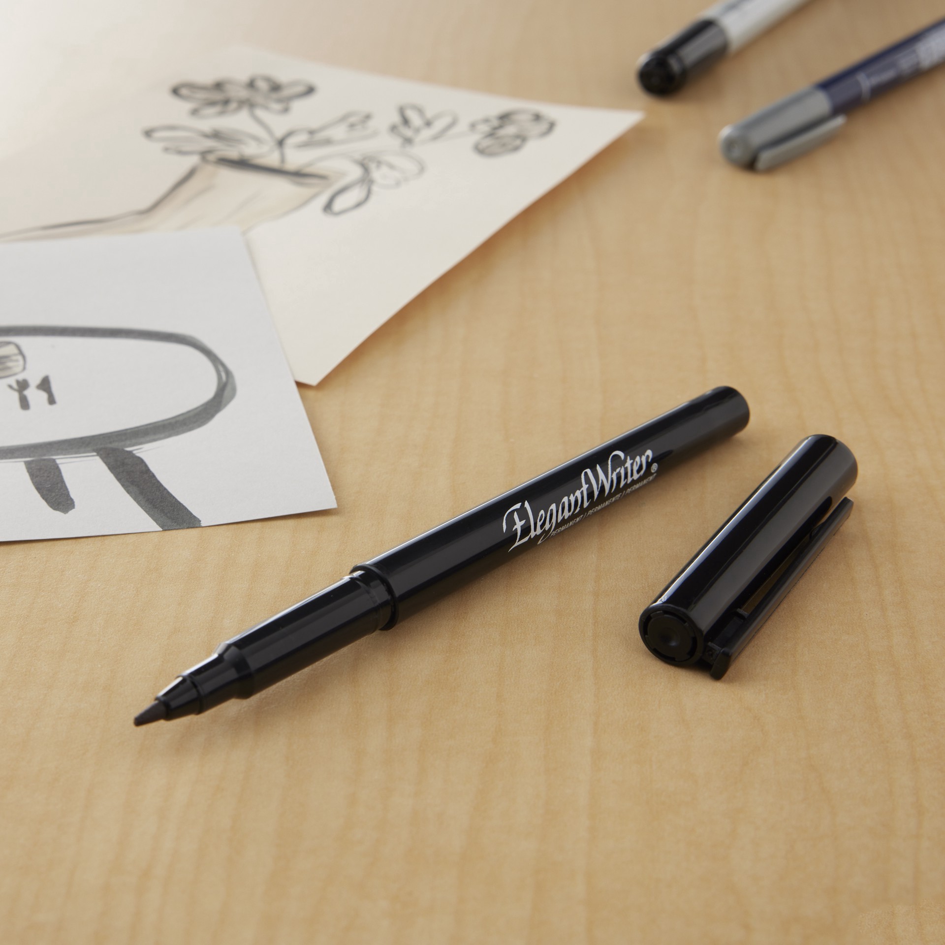 slide 2 of 2, Speedball Elegant Writer Extra-Fine Black Calligraphy Pen, 1.3 mm