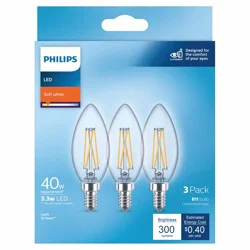 Philips 3.3-Watt (40-Watt) Ba11 Candelabra Base Led Light Bulbs
