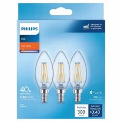 Philips 3.3-Watt (40-Watt) Ba11 Candelabra Base Led Light Bulbs