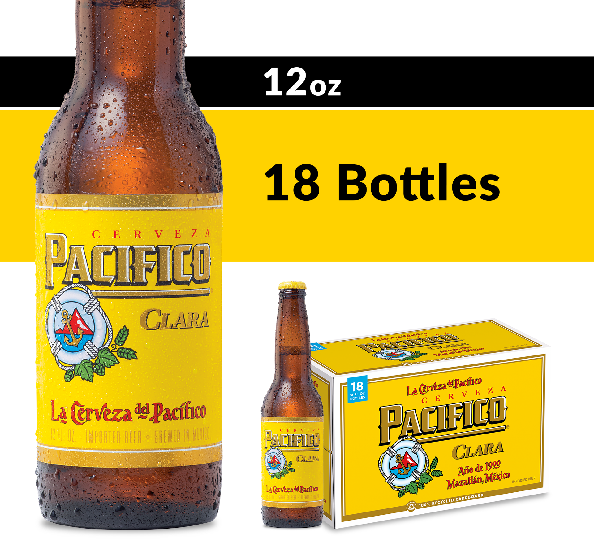 slide 7 of 7, Pacifico Clara Mexican Lager Import Beer, 18 pk 12 fl. oz. Bottles, 4.4% ABV, 18 ct; 12 fl oz
