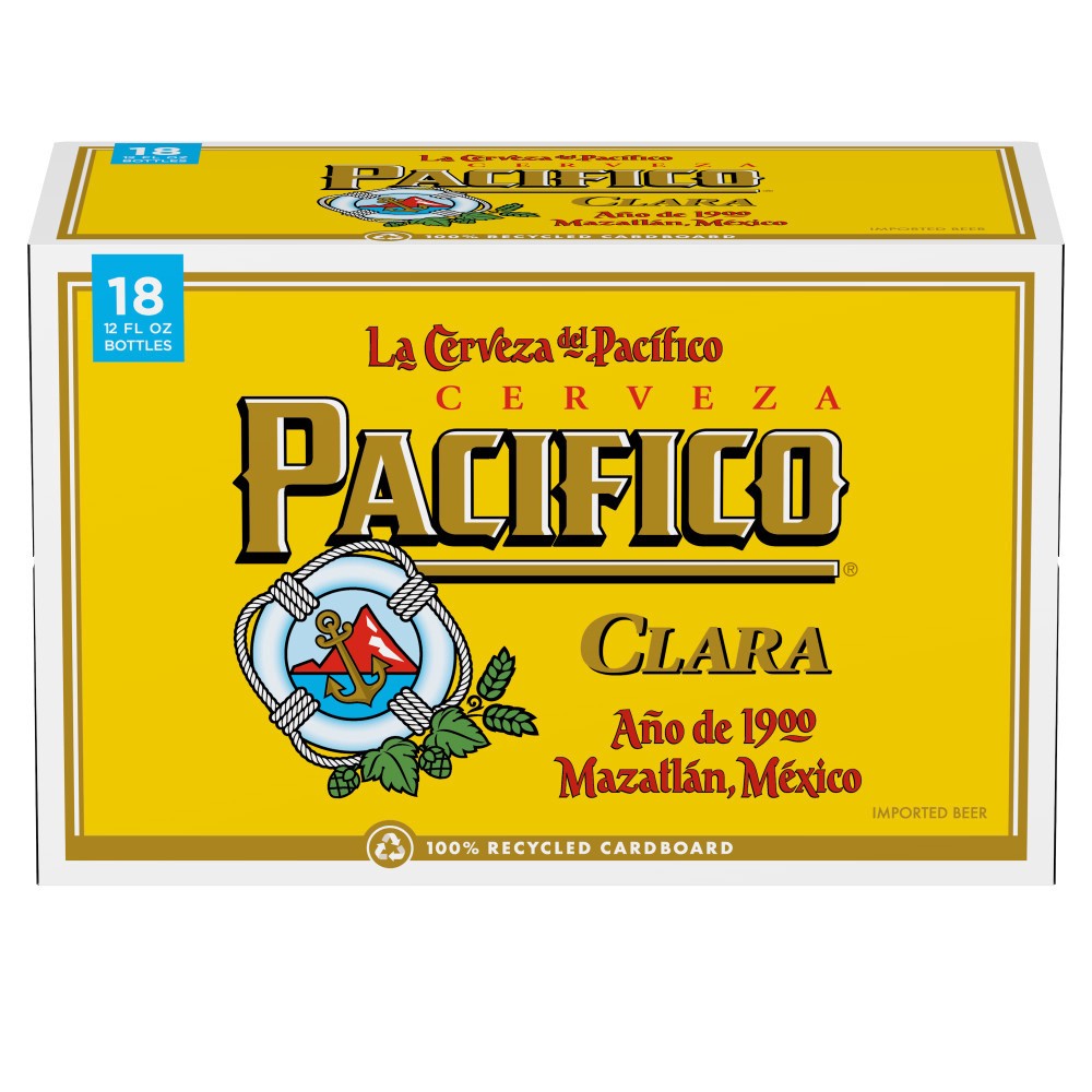 slide 1 of 7, Pacifico Clara Mexican Lager Import Beer, 18 pk 12 fl. oz. Bottles, 4.4% ABV, 18 ct; 12 fl oz
