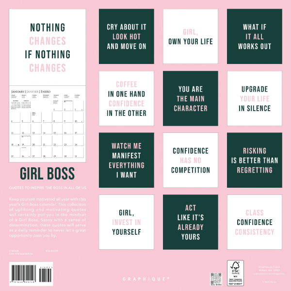 slide 2 of 5, 2026 Graphique Inspirational Monthly Wall Calendar, Girl Boss, 12"" x 12"", January To December, CY85526, 1 ct