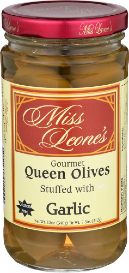 slide 1 of 1, Miss Leone's Gourmet Queen Olives Stuffed With Garlic, 7.5 oz