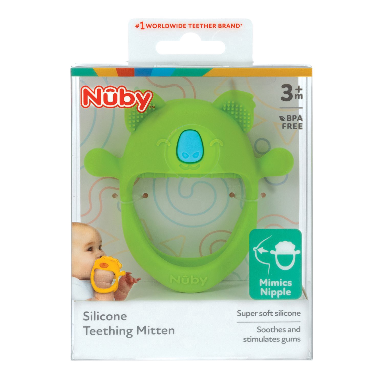 slide 1 of 1, Nuby Silicone Teething Mitten, 1 ct