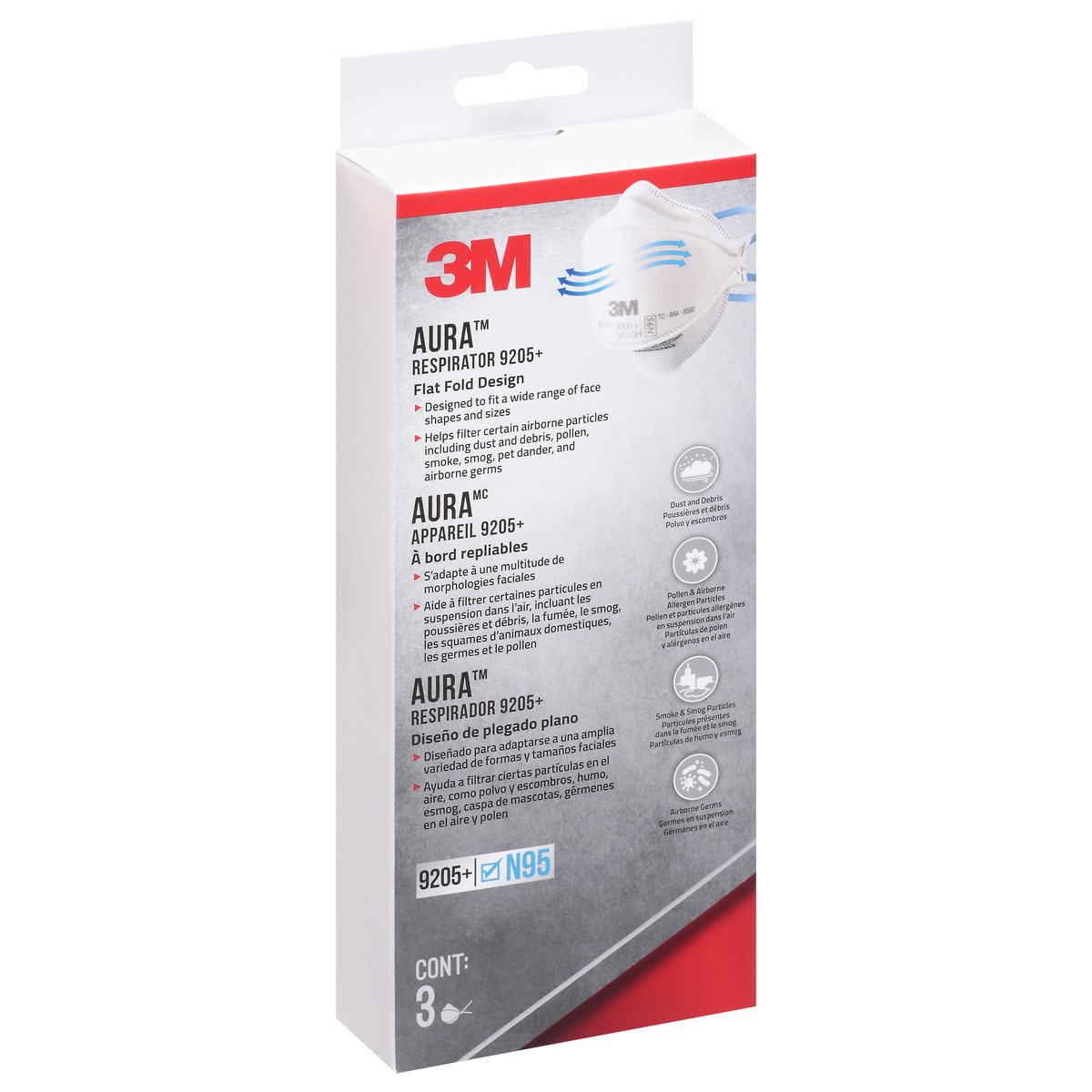 slide 7 of 9, 3M Aura Particulate Respirator 9205+, 3 ct