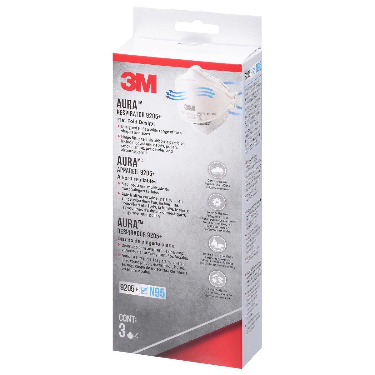 slide 8 of 9, 3M Aura Particulate Respirator 9205+, 3 ct