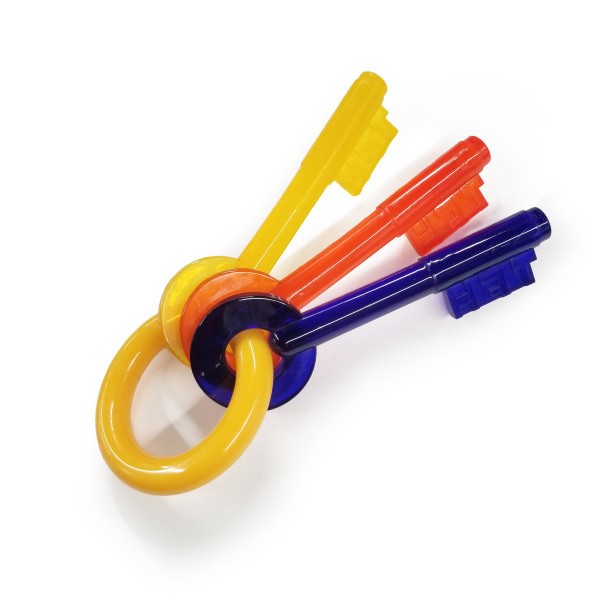 slide 6 of 8, Nylabone Just for Puppies Teething Chew Toy Keys Bacon Keys X-Small/Petite - Up to 15 lbs.(1 Count), 1 ct