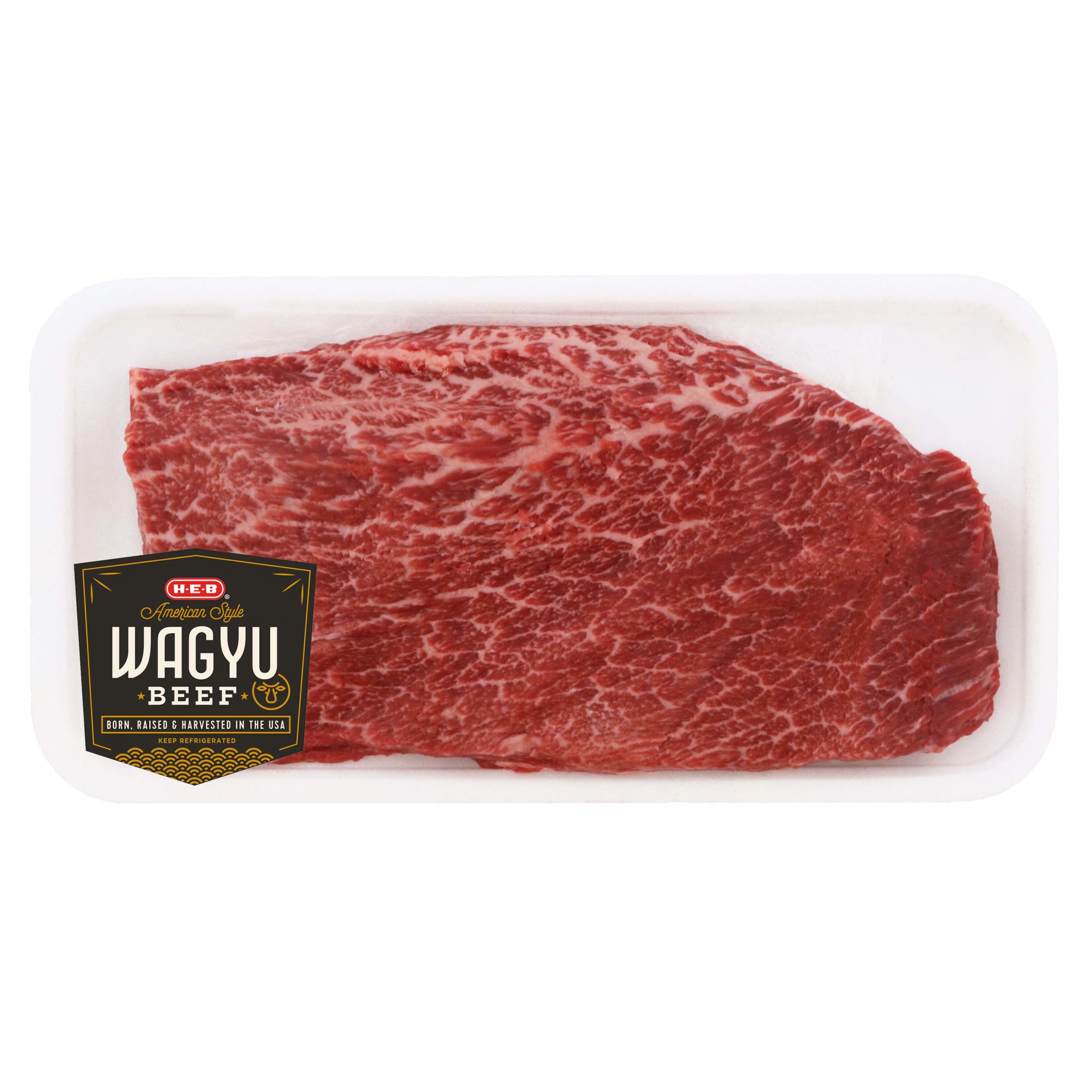 slide 1 of 1, H-E-B American Style Wagyu Beef Flat Iron Steak, per lb