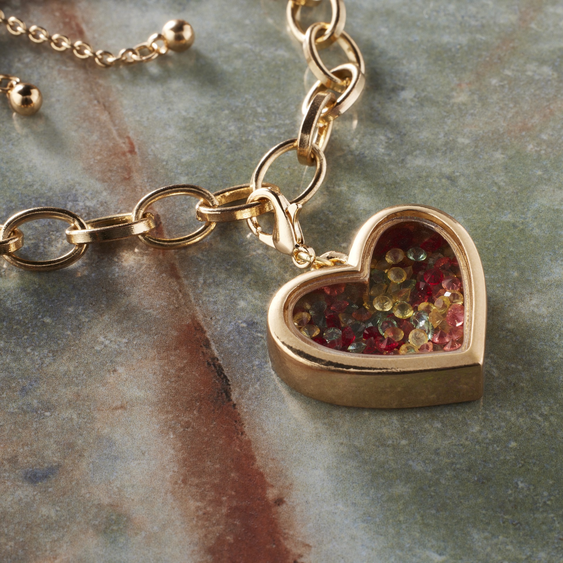 slide 2 of 5, Gold Heart Shaker Charm By Bead Landing, 1.58 in x 1.06 in x 0.3 in