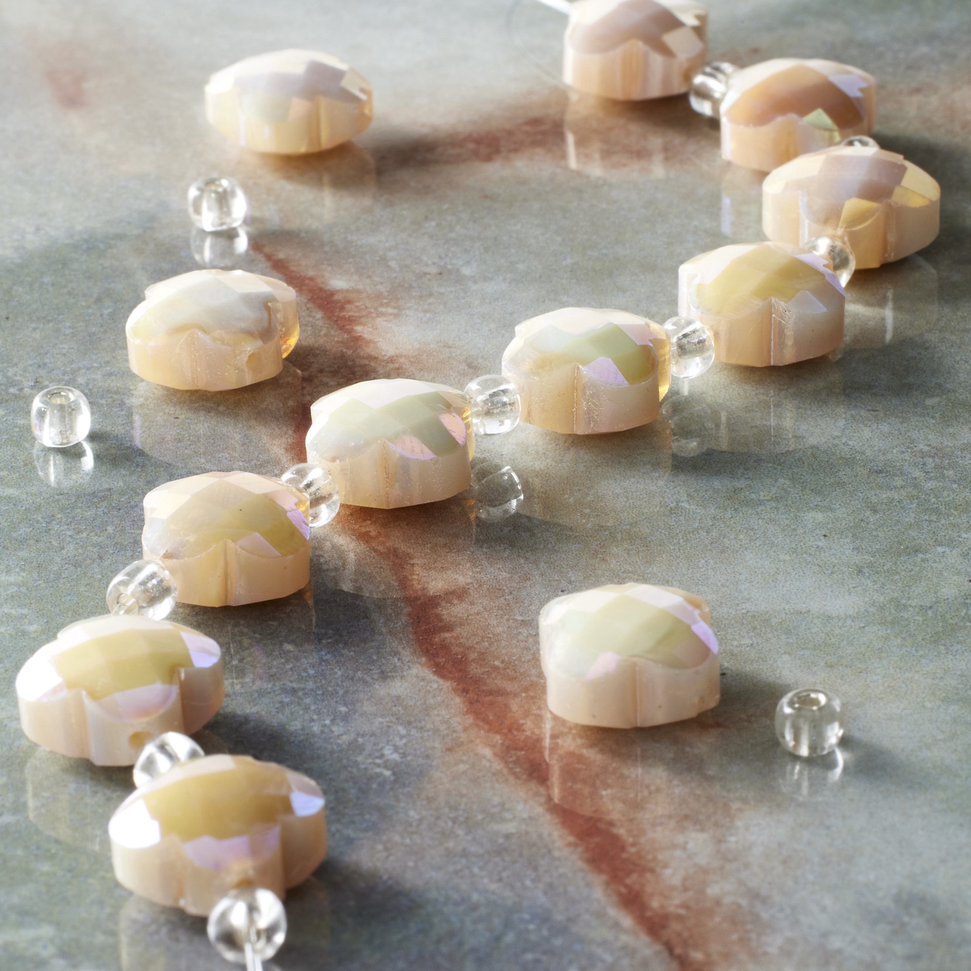slide 2 of 3, Ivory Faceted Glass Cross Beads, 12mm By Bead Landing, 12mm