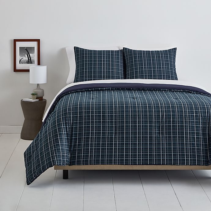 slide 1 of 3, Simply Essential Plaid Twin/Twin XL Comforter Set - Navy, 2 ct