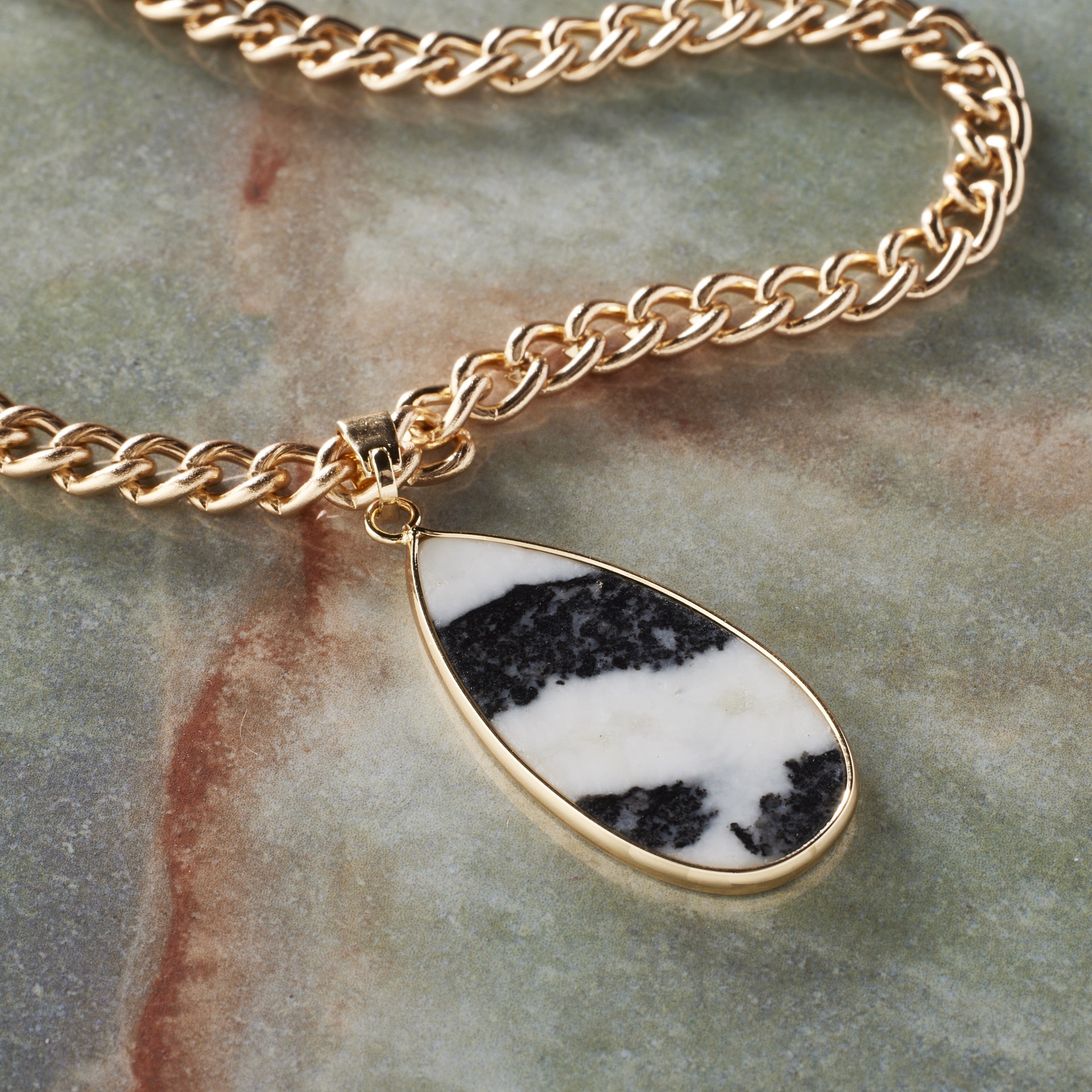 slide 3 of 3, Zebra Jasper Teardrop Pendant By Bead Landing, 40mm x 20mm