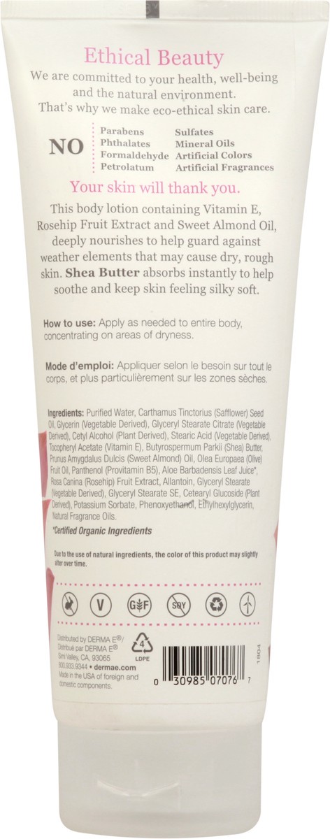 slide 3 of 9, Derma E Rosehip & Almond Shea Body Lotion, 8 oz