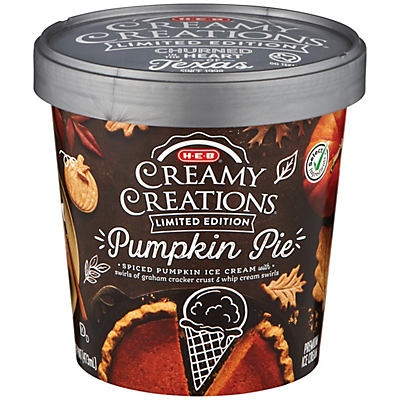 slide 1 of 1, H-E-B Select Ingredients Creamy Creations Pumpkin Pie Limited Edition Ice Cream, 1 pint