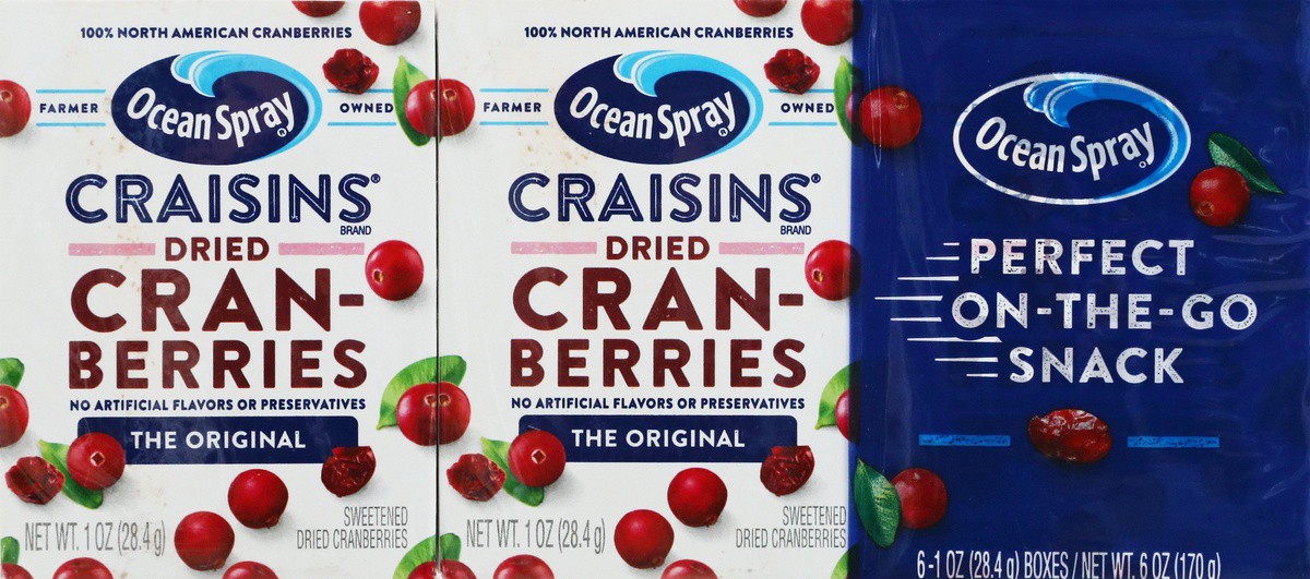 slide 8 of 9, Ocean Spray Craisins Dried Cranberries- Original 1oz, 6 Count, 6 oz