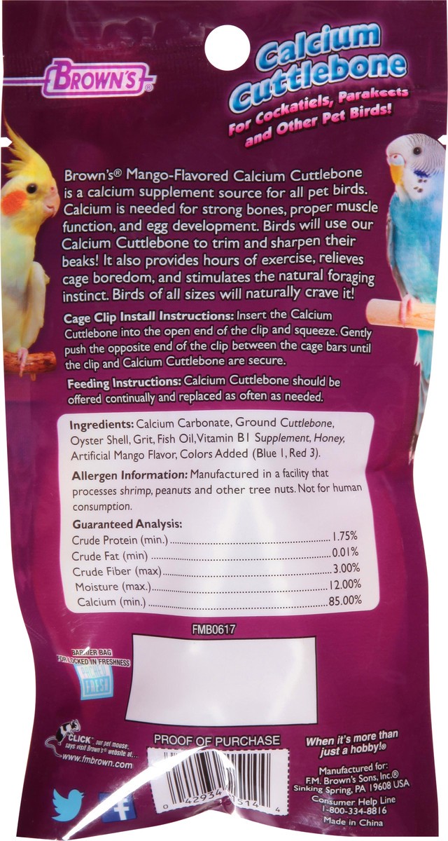 slide 7 of 9, Extreme! Mango Flavored Calcium Cuttlebone 1.25 oz, 1.25 oz