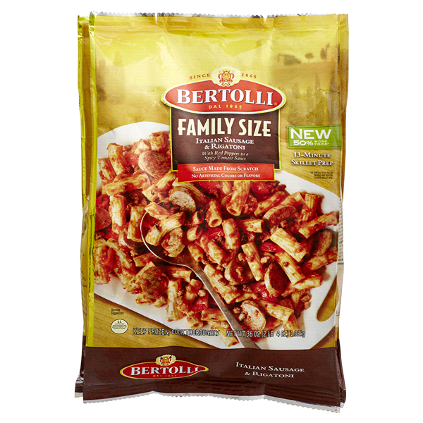 slide 1 of 1, Bertolli Family Size Italian Sausage & Rigatoni, 36 oz