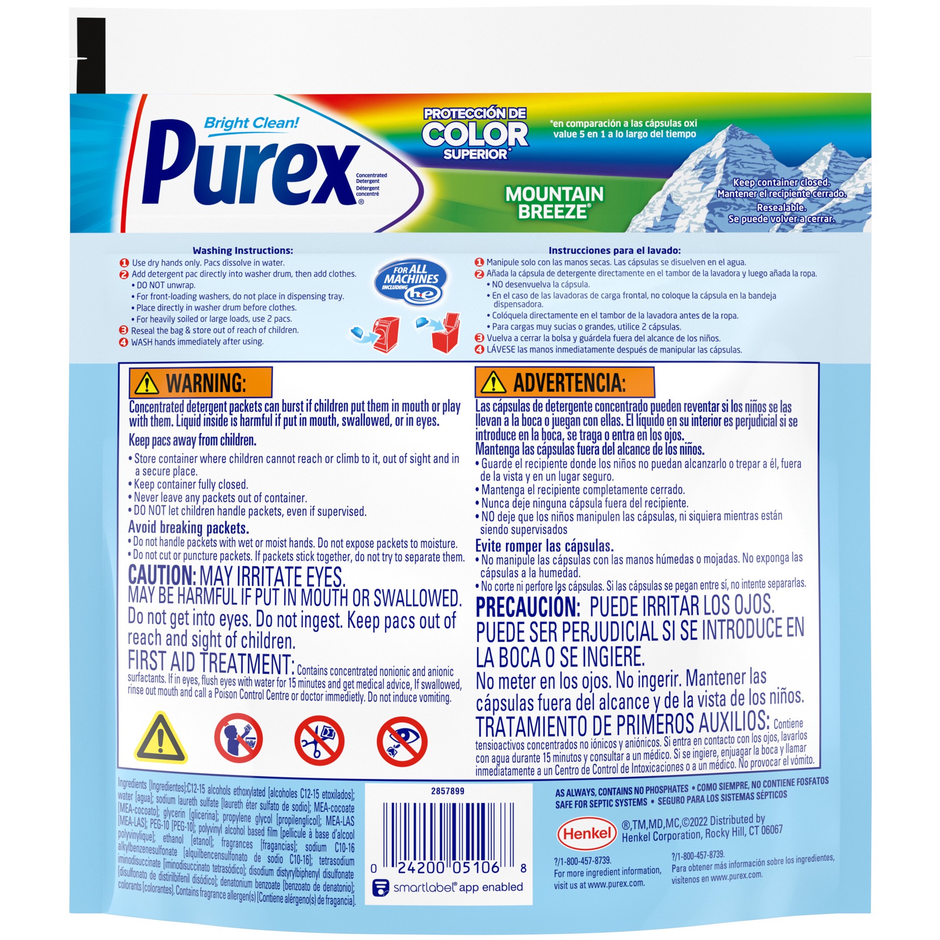 slide 3 of 3, Purex 4-in-1 Laundry Detergent Pacs, Fresh Mountain Breeze, 21 Loads, 21 ct