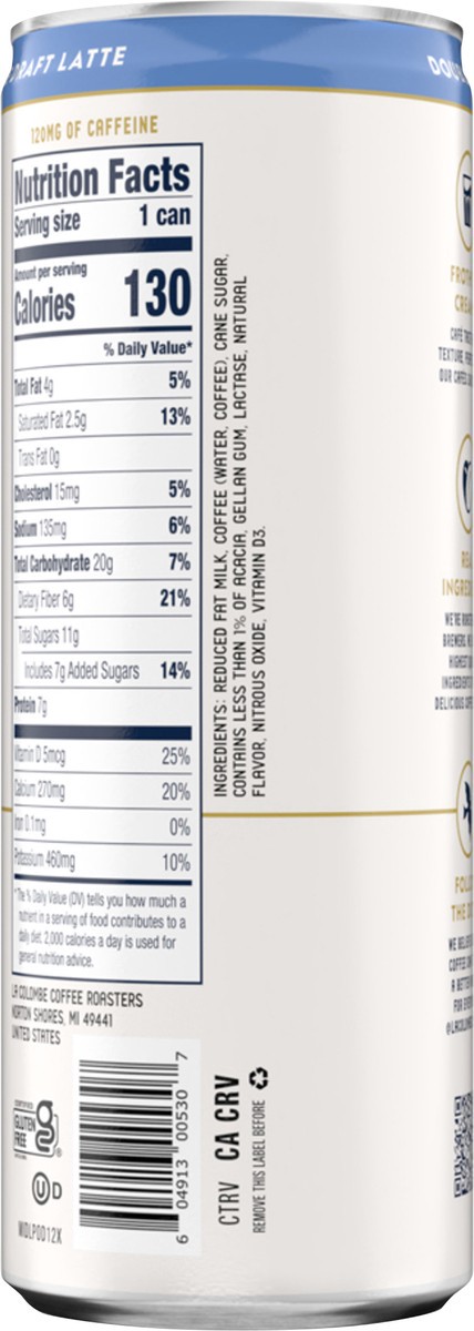 slide 10 of 12, La Colombe Coffee Roasters La Colombe Coffee, Double Draft Latte, 11 fl oz Cans, 11 fl oz