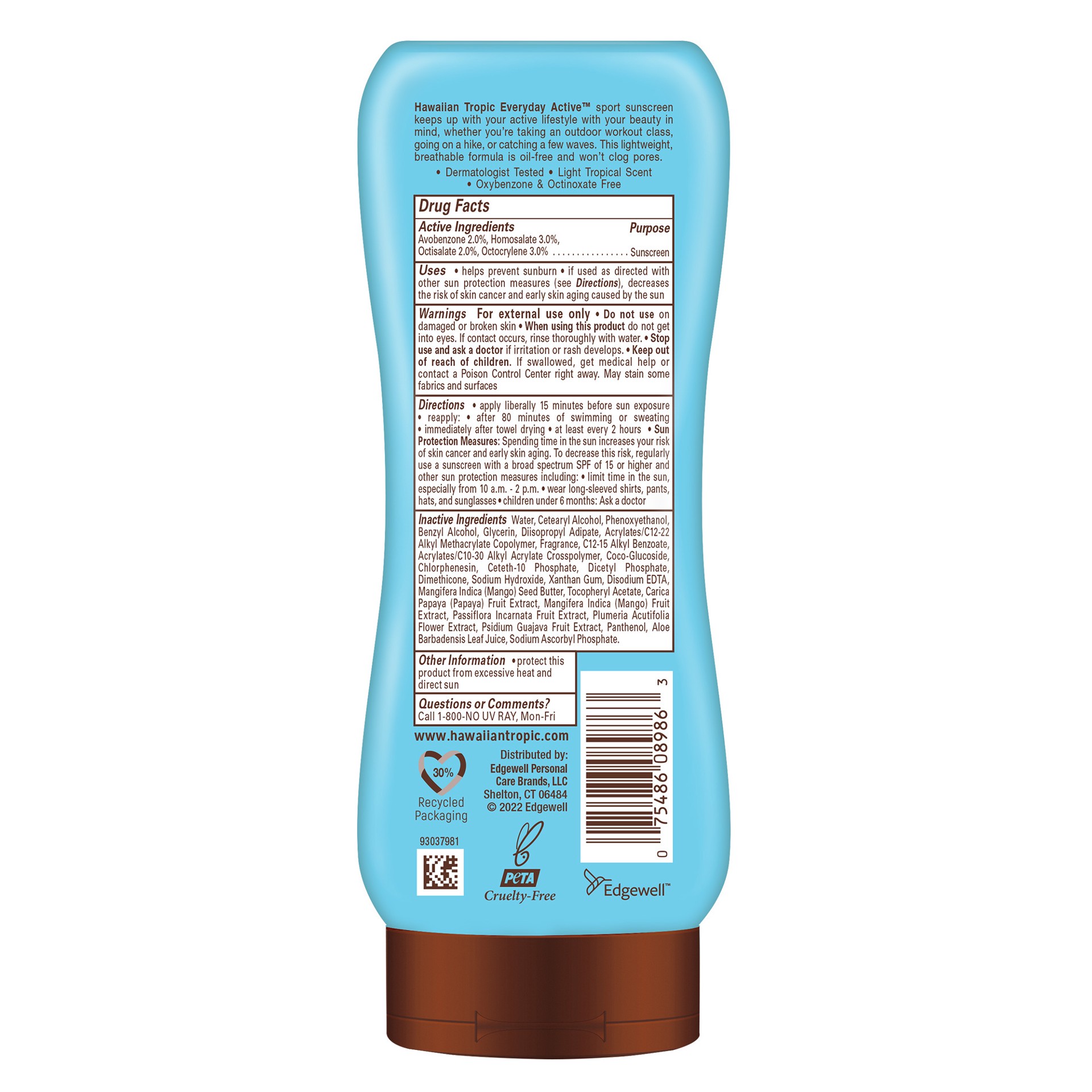 slide 5 of 6, Hawaiian Tropic Island Sport Broad Spectrum SPF 15 Ultra Light Light Tropical Scent High Performance Sunscreen 8 oz, 8 oz