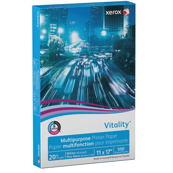 slide 1 of 10, Xerox Vitality Multi-Use Printer Paper, Ledger Size, 20 lb, FSC Certified, 500 ct; 11 in x 17 in