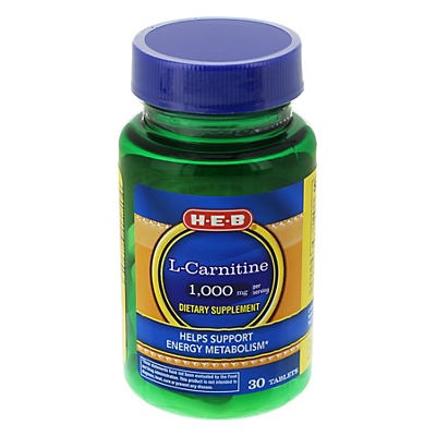 slide 1 of 1, H-E-B Acetyl L-Carnitine 1000 mg Capsules, 30 ct