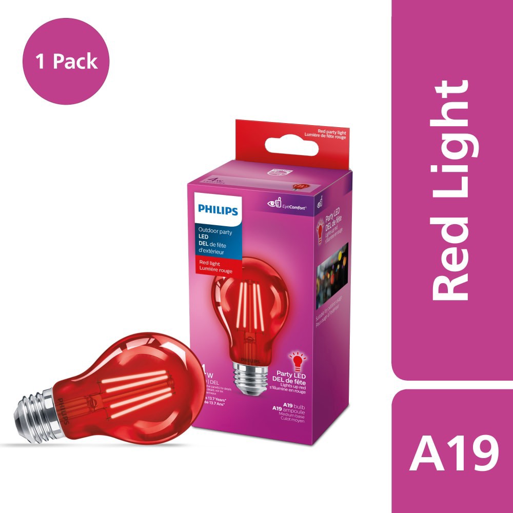 slide 1 of 4, Philips 4-Watt A19 Outdoor Party Led Light Bulb, 1 ct