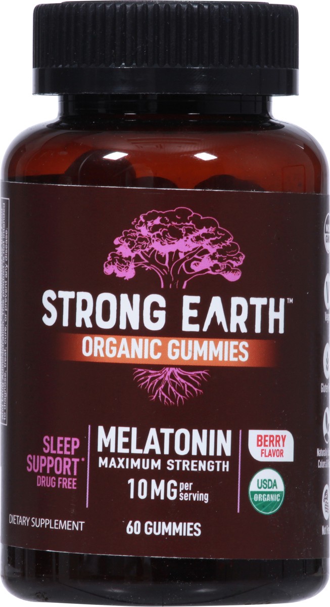 slide 8 of 12, Strong Earth 10 mg Maximum Strength Organic Berry Flavor Melatonin 60 Gummies, 60 ct