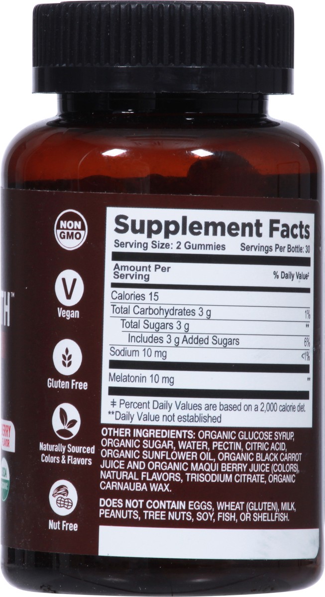 slide 10 of 12, Strong Earth 10 mg Maximum Strength Organic Berry Flavor Melatonin 60 Gummies, 60 ct