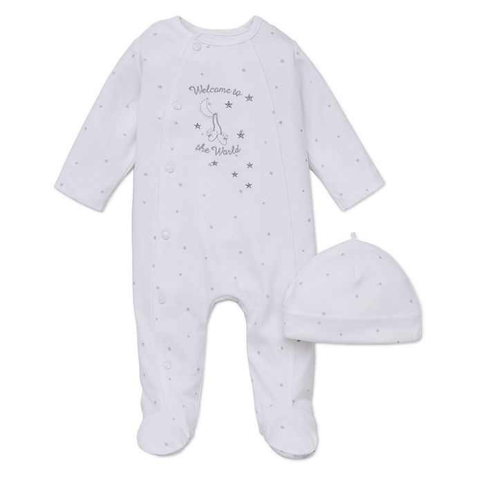 slide 1 of 1, Little Me Newborn Welcome to the World'' Footie and Hat Set - White'', 2 ct