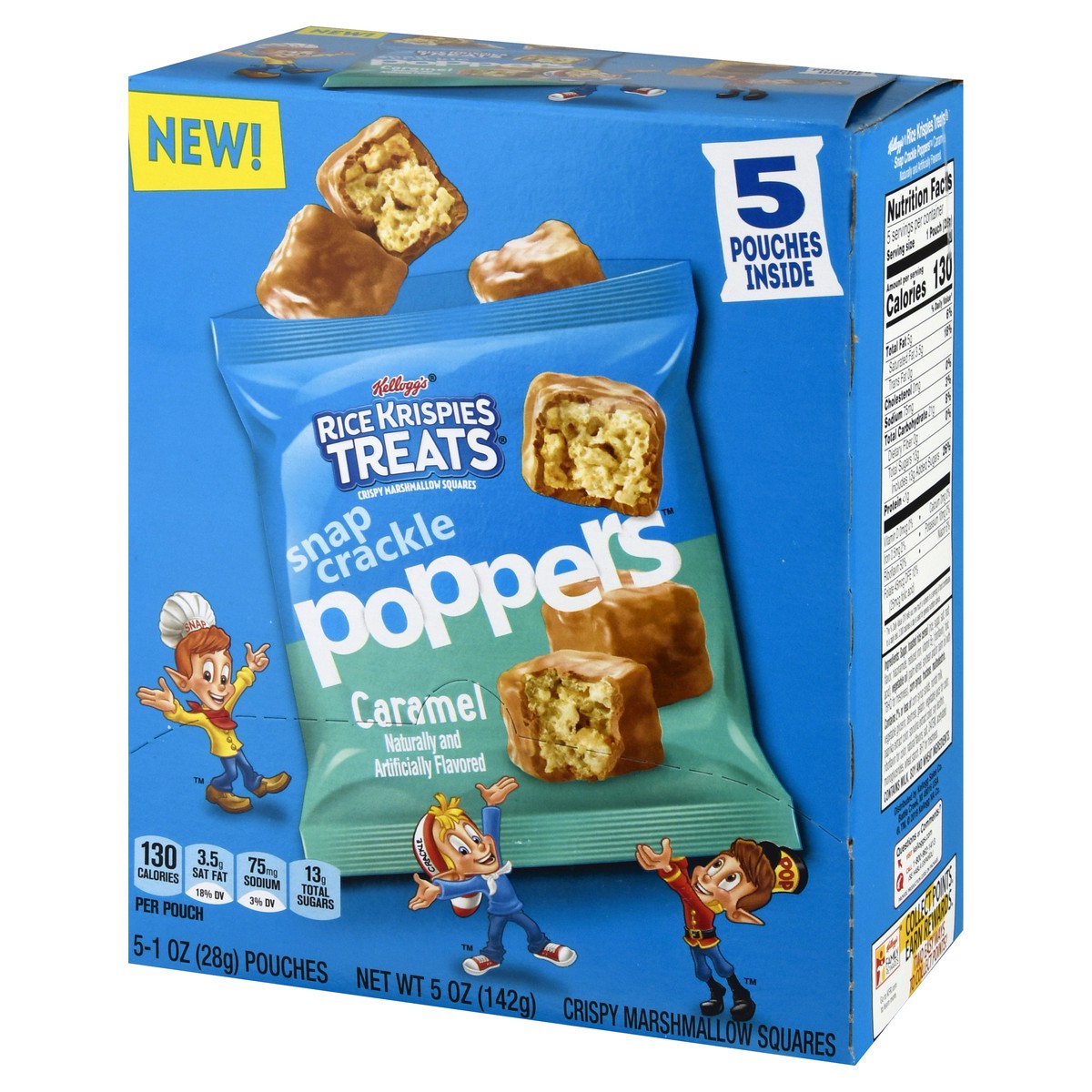 slide 10 of 10, Rice Krispies Treats Snap, Crackle, Poppers Kellogg's Rice Krispies Treats Snap Crackle Poppers Marshmallow Breakfast Bites, Caramel, 5 oz, 5 Count, 5 oz