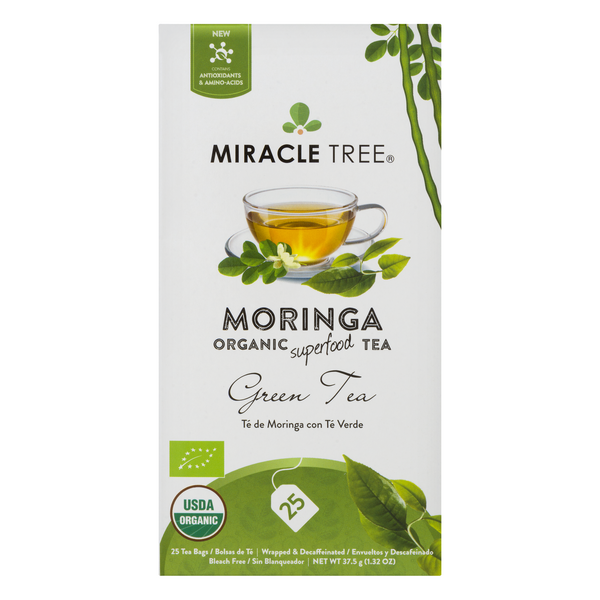 slide 1 of 1, Miracle Tree Organic Moringa Superfood Green Tea Bags, 25 ct