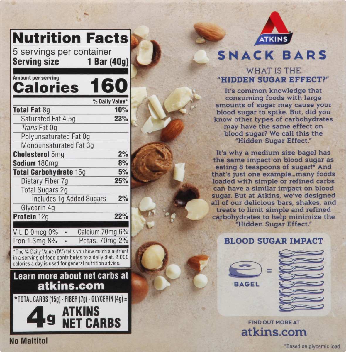 slide 5 of 9, Atkins White Chocolate Snack Bar 5Pk, 7.05 oz